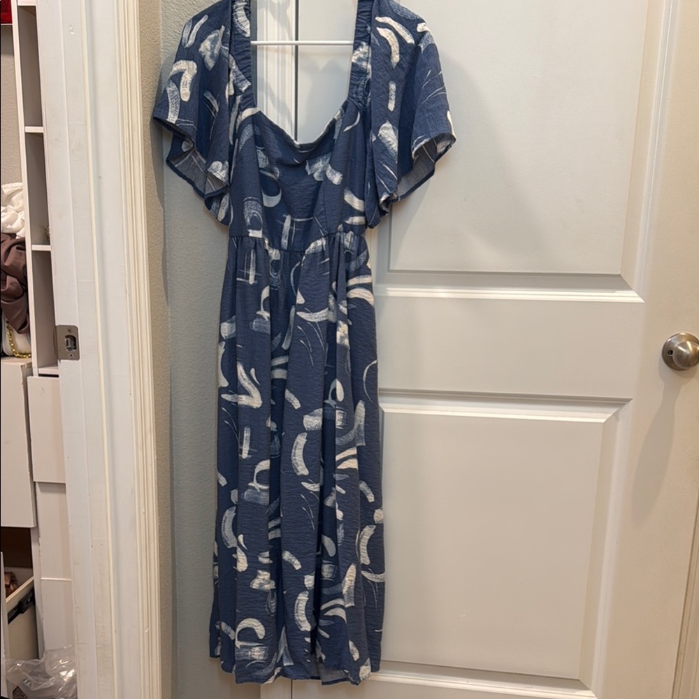 Blue and White Women's Dress